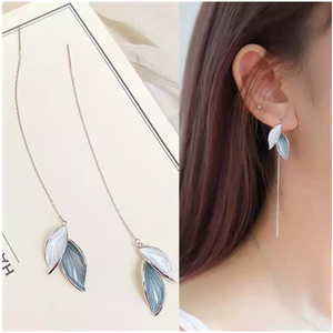 Leaf Tassel Two-Way Wear Earrings